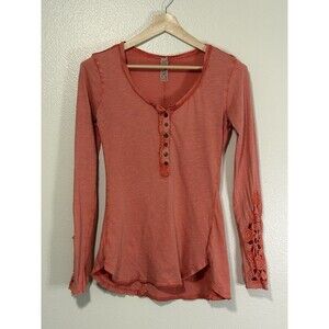 Free People Henley Crochet Cuff Women’s Medium Y2K 00s Elena Gilbert Boho Orange